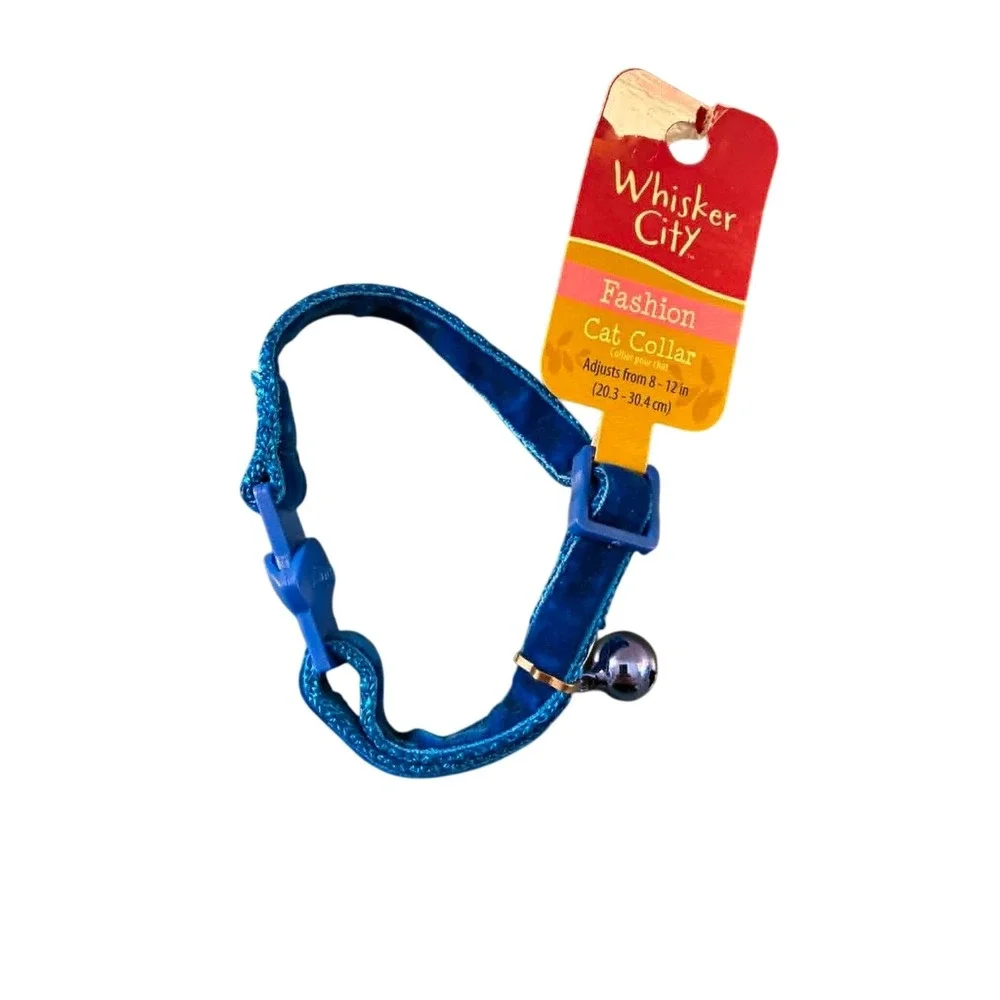 Whisker City Cat Collar Kitten 8-12in Blue NEW Velvet Breakaway Bell DJ16180A
